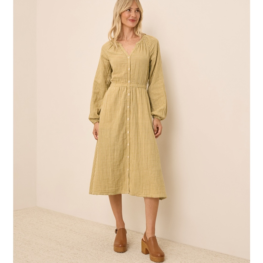 Pact golden gingham Long Sleeve Dress size medium